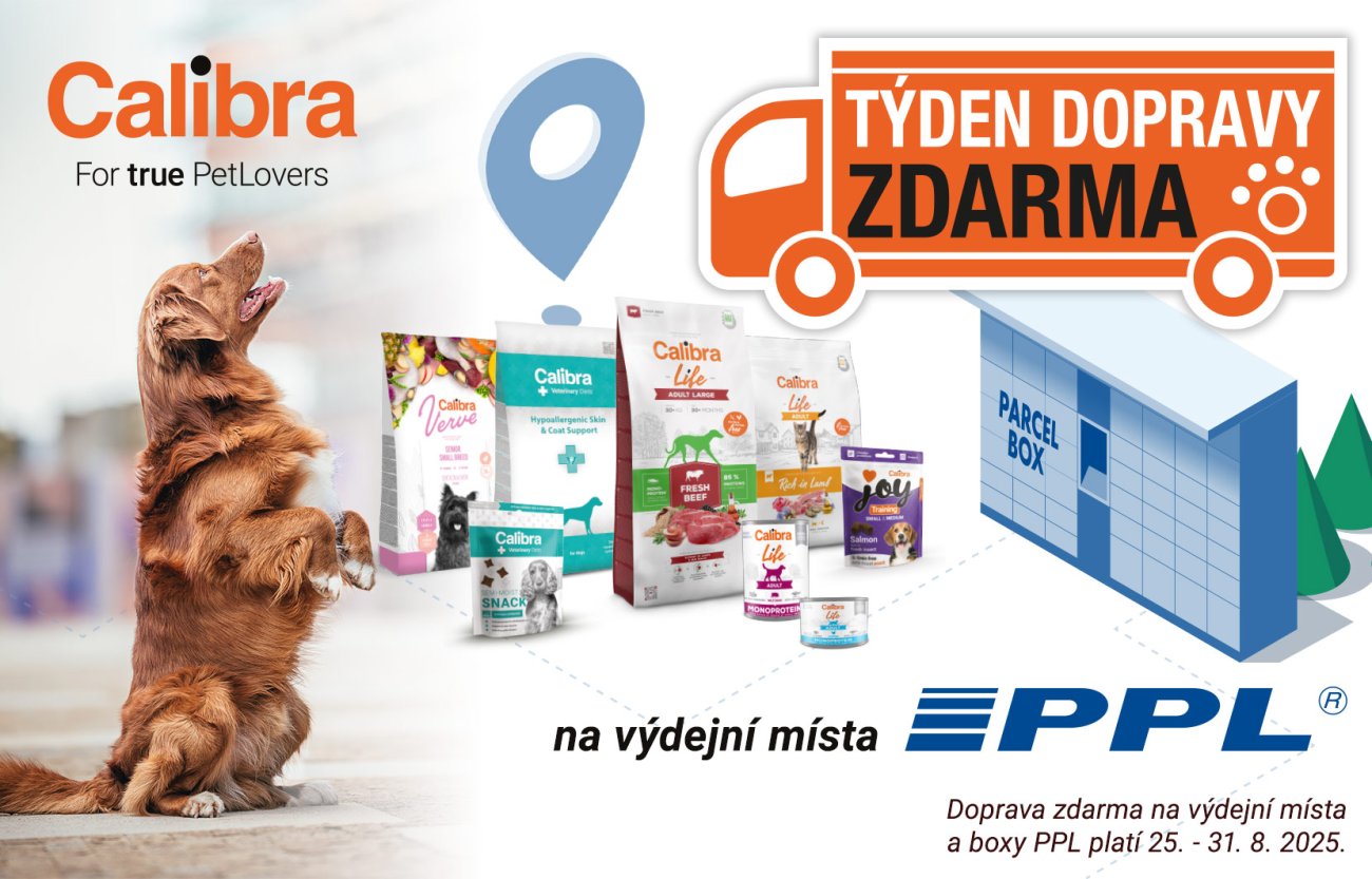 pes, kočka, ppl doprava zdarma na vydejni mista a boxy, plati do 31. 8. 2025